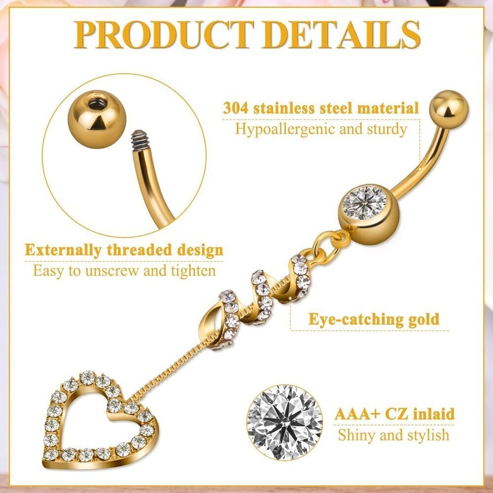 Belly Button Piercing Ring Set 14G Surgical Steel 10PCS Body Jewelry Navel - Picture 4 of 5